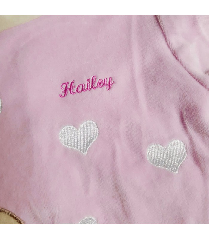 Pyjama bébé fille personnalisé avec prénom et motif coeur