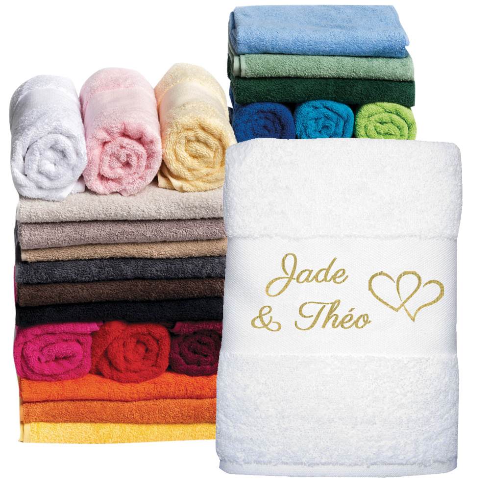 Serviette éponge personnalisée prénom, 3 dimensions