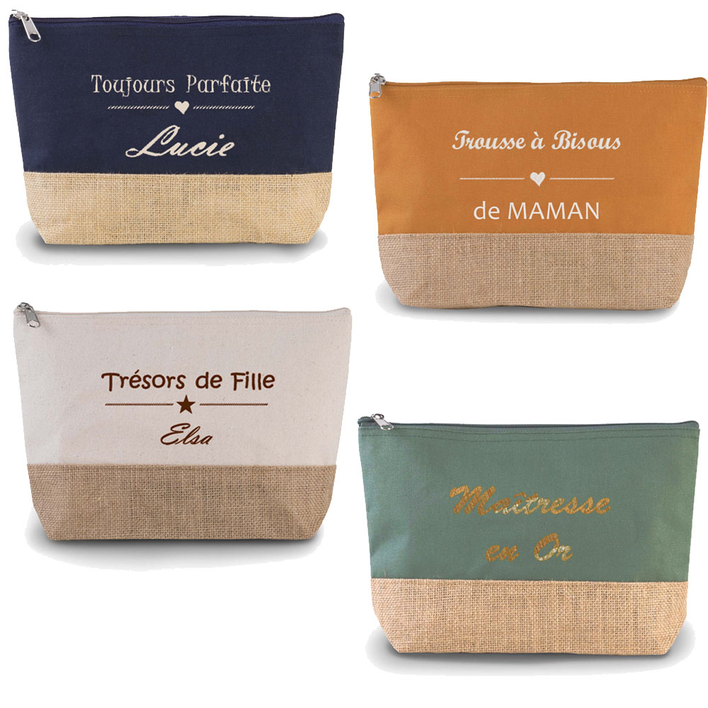 Trousse de maquillage en coton et jute personnalisée – Image 8