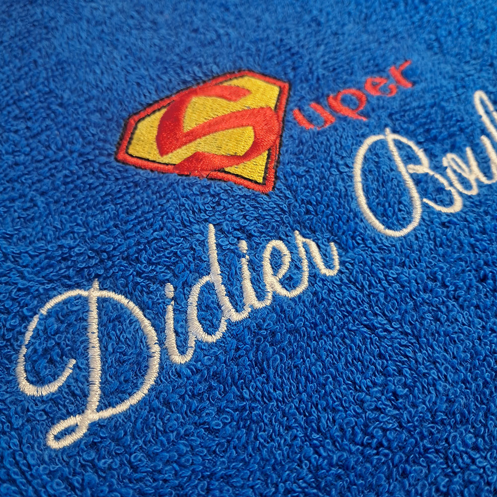 Peignoir de bain col kimono Bleu roi personnalisé – Image 3