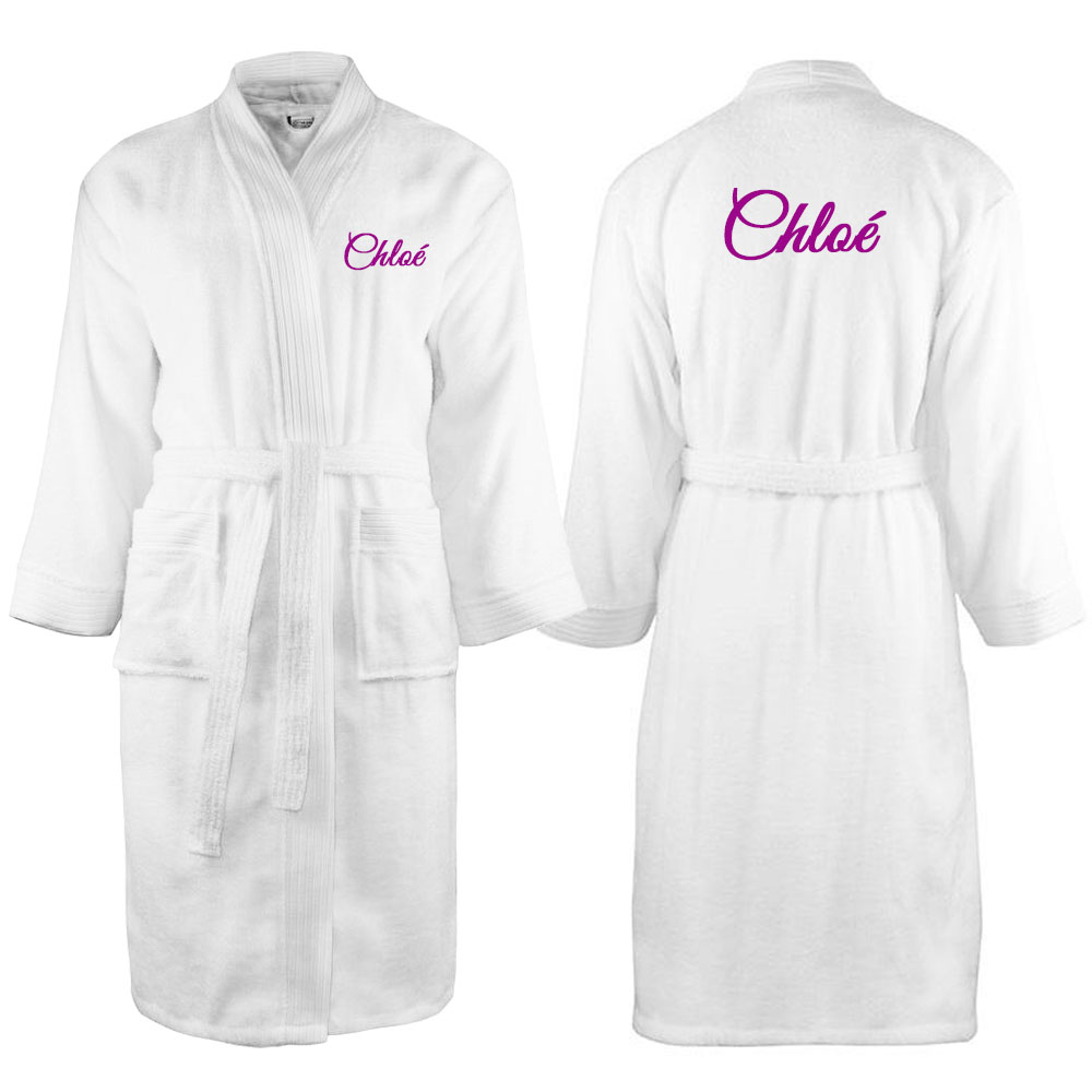 Peignoir de bain col kimono Blanc personnalisé