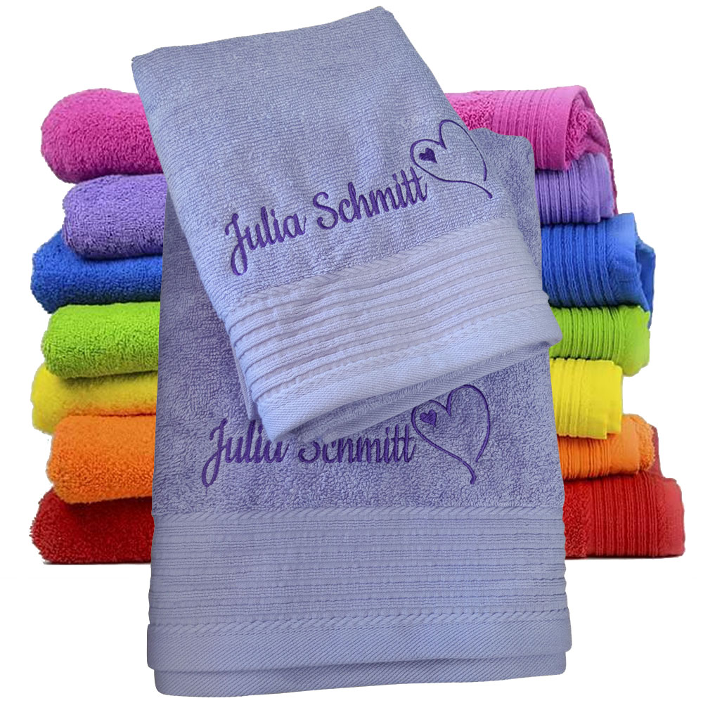Serviette éponge personnalisée liteau fantaisie, 4 tailles, 30 coloris