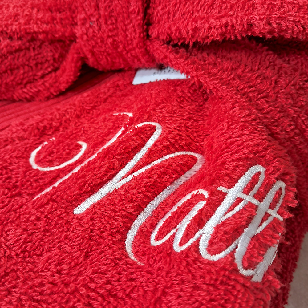 Peignoir de bain col kimono Rouge personnalisé – Image 4