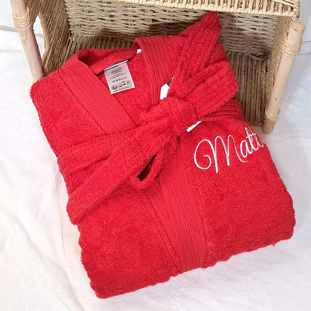 Peignoir de bain col kimono Rouge personnalisé – Image 5