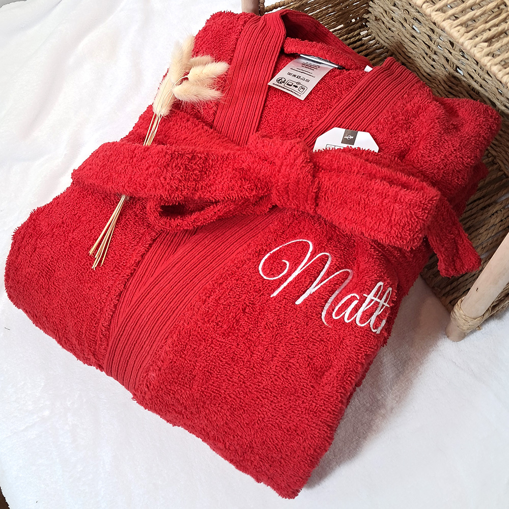Peignoir de bain col kimono Rouge personnalisé