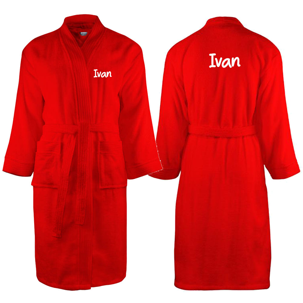 Peignoir de bain col kimono Rouge personnalisé – Image 3