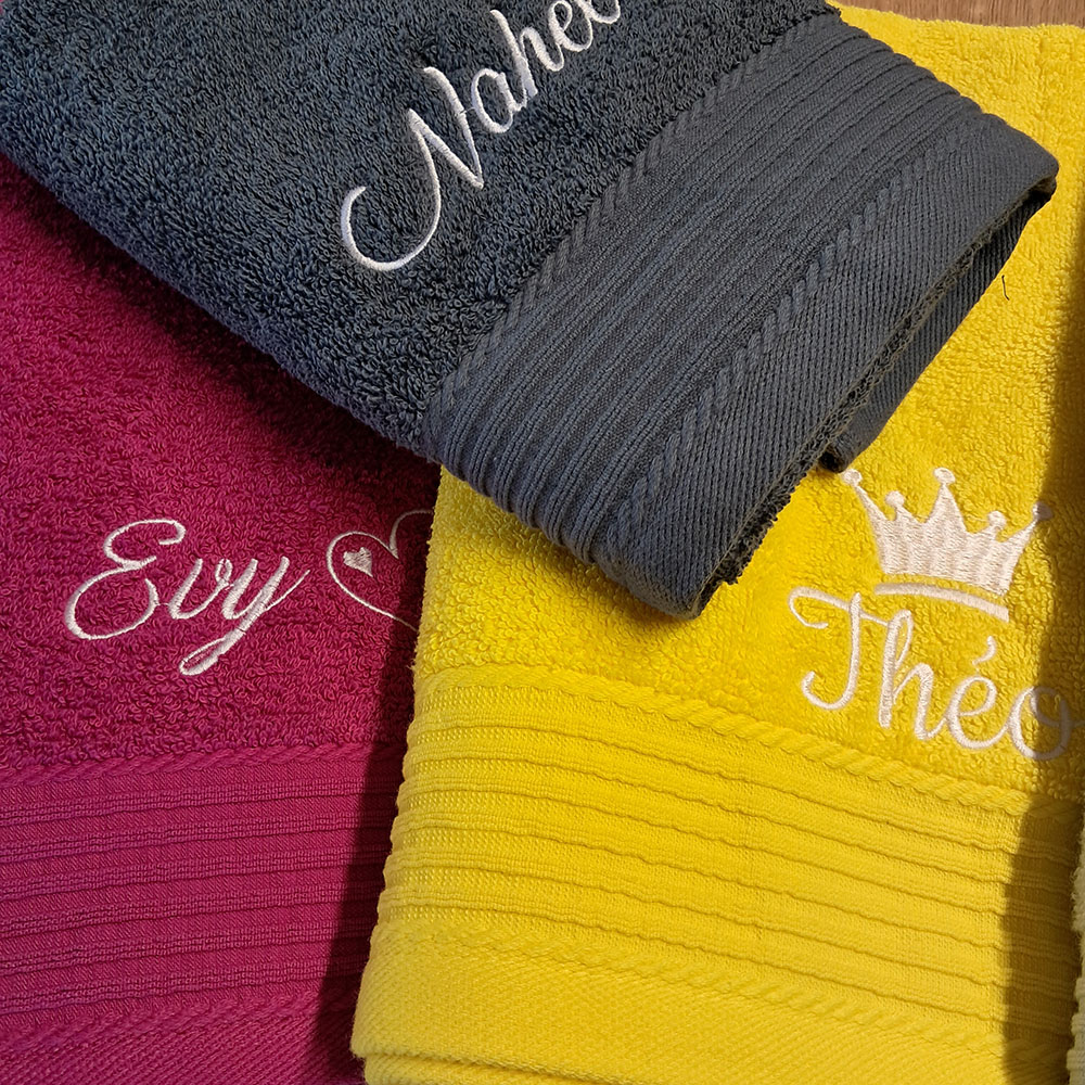 Serviette éponge personnalisée liteau fantaisie, 4 tailles, 30 coloris – Image 7