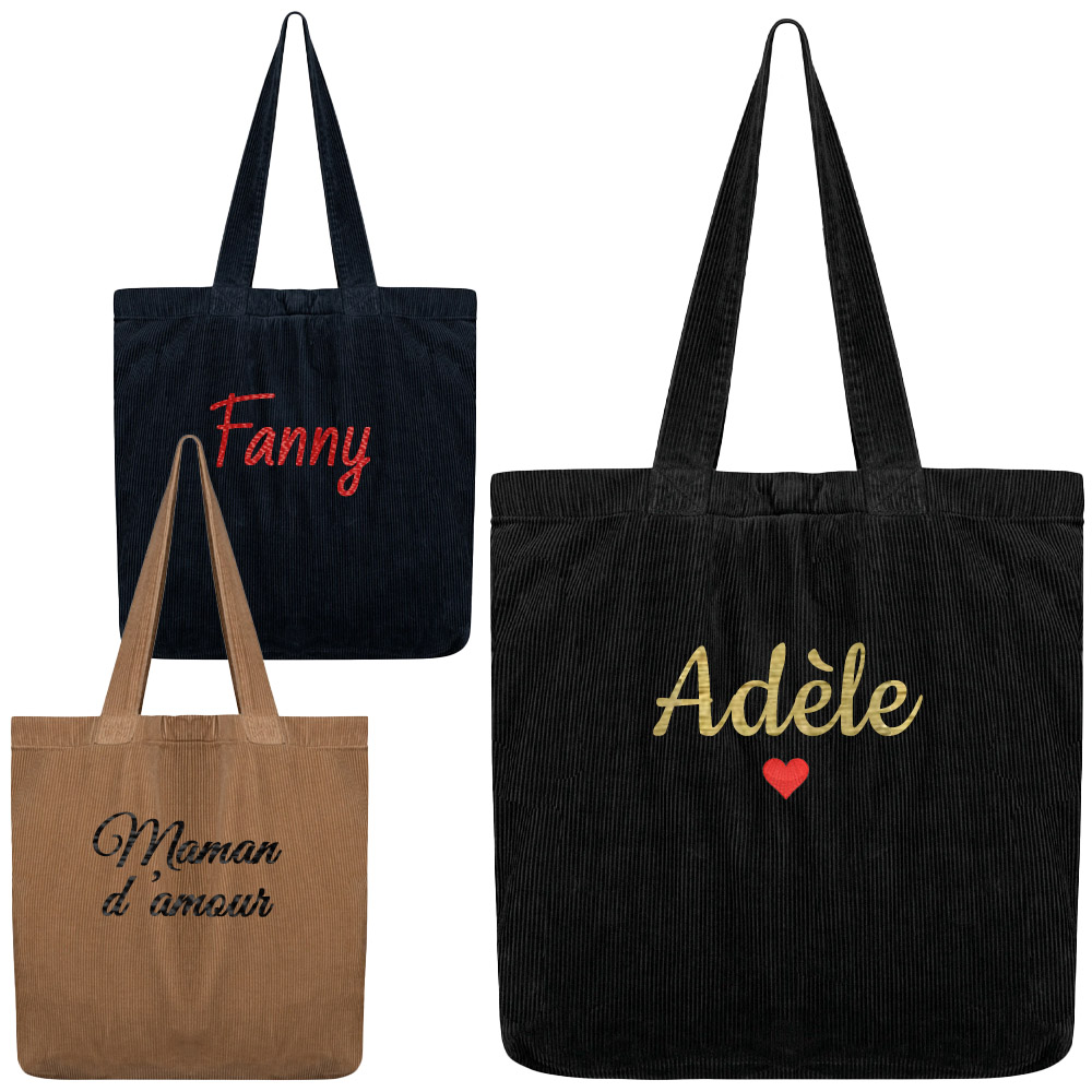 Sac cabas en velours côtelé personnalisé – Image 2