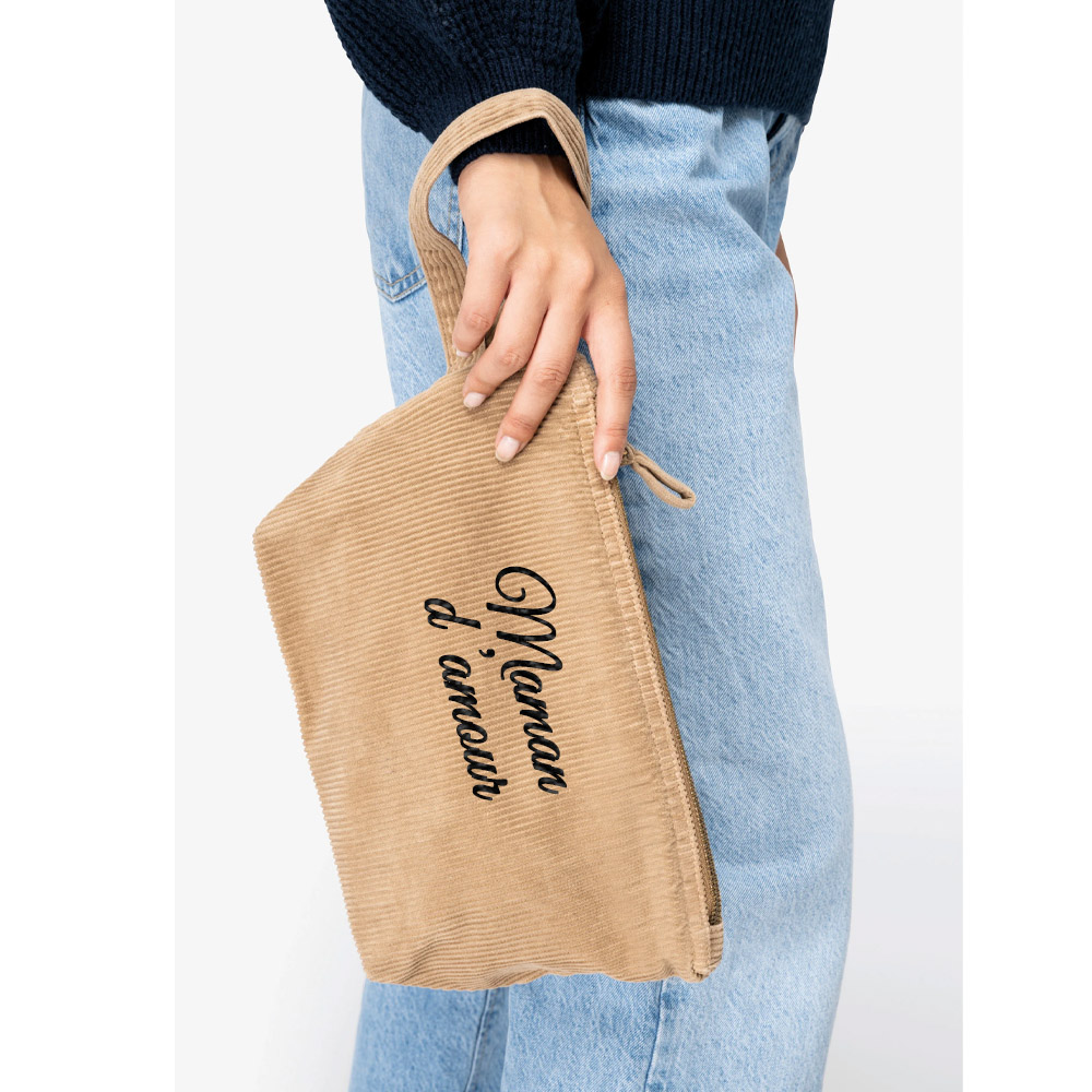 Trousse de maquillage velours côtelé personnalisée – Image 8